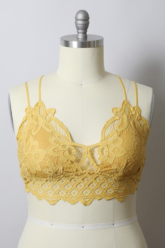 XL Padded Crochet Lace Longline Bralette