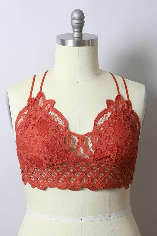 XL Padded Crochet Lace Longline Bralette