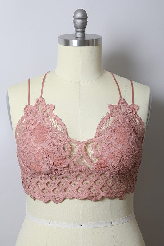 XL Padded Crochet Lace Longline Bralette