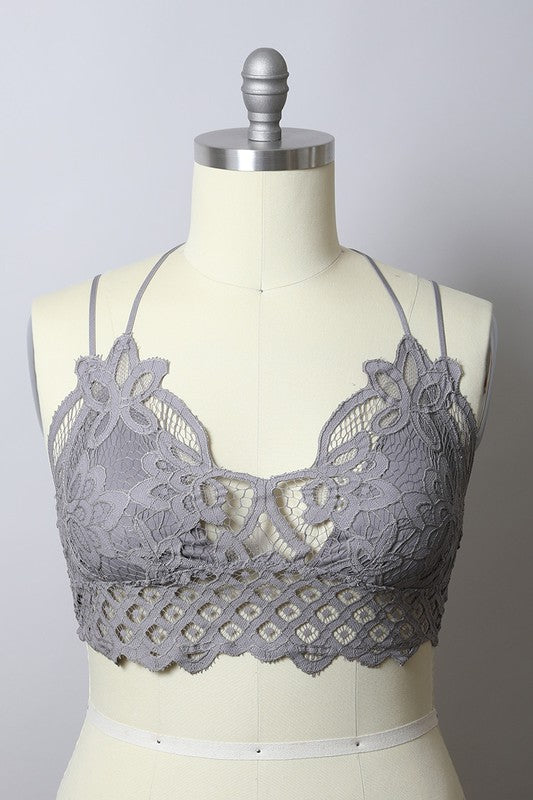 XL Padded Crochet Lace Longline Bralette