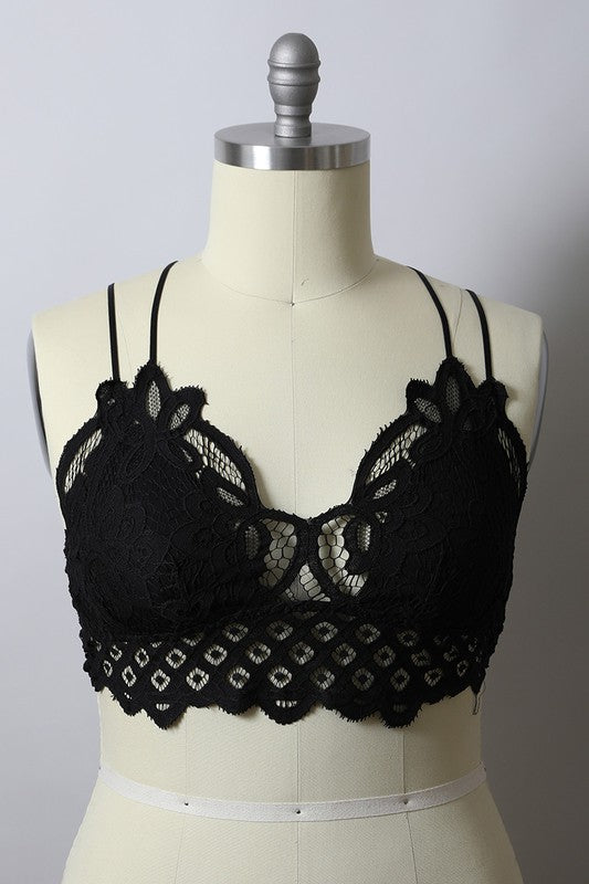 XL Padded Crochet Lace Longline Bralette