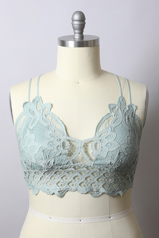 XL Padded Crochet Lace Longline Bralette