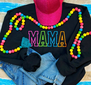 Mama Neon Multi-colored Crewneck