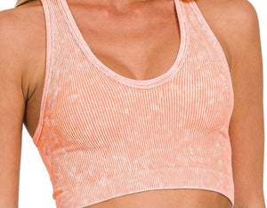 Pink/Coral Cropped Racerback Tank