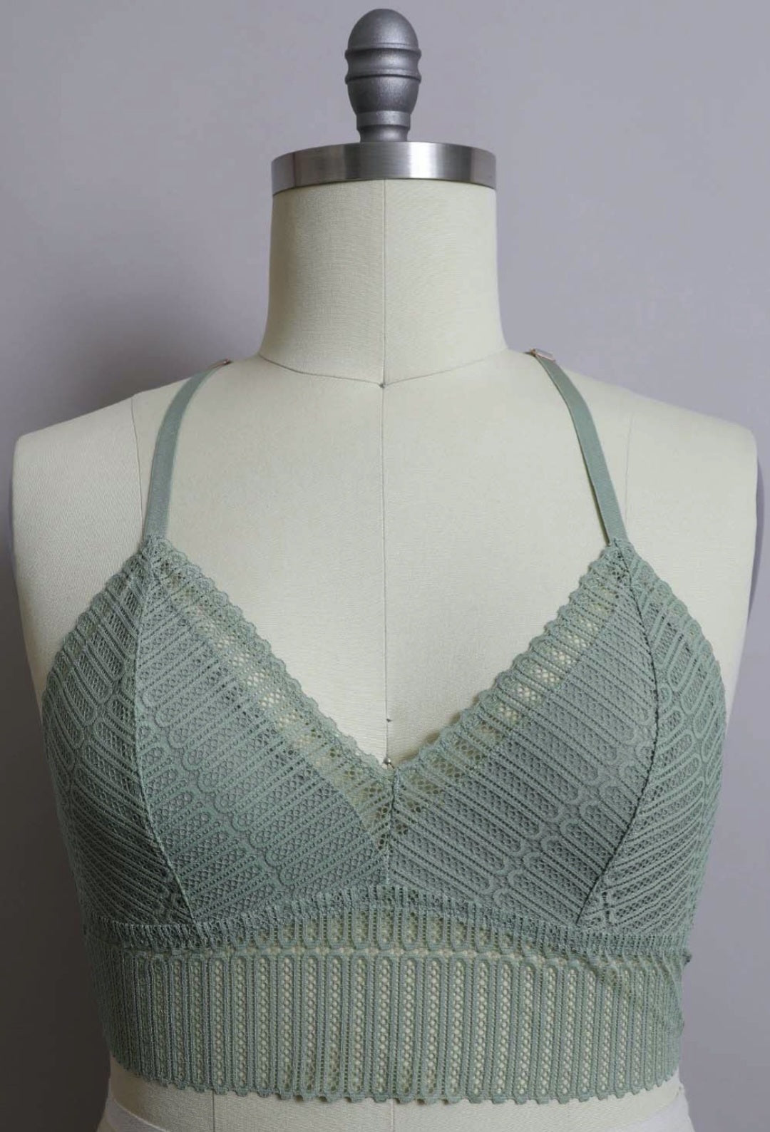 Plus Size Boho Ribbed Racerback Bralette - Sage